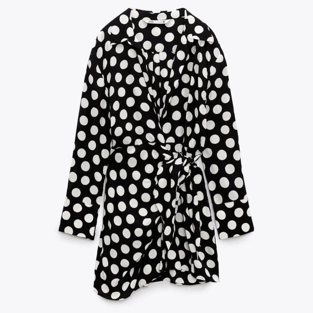 NWT Zara Dot Shirt Wrap Mini Dress - Picture 5 of 11